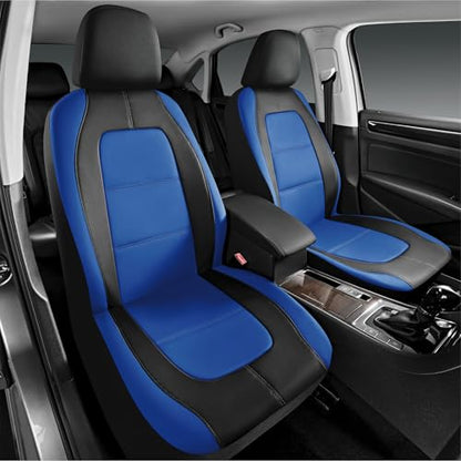 Road Comforts Car Seat Cover, Leather Car Seat Covers, Front Low Back Sport Seat Covers, Airbag Compatible, Universal Fits for Most Cars (Blue)