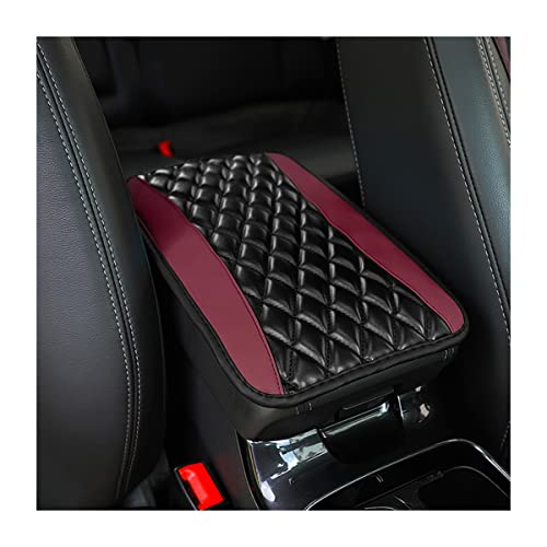 Car Center Console Cushion Pad, Universal Leather Waterproof Armrest Seat Box Cover Protector,Comfortable Car Decor Accessories Fit for Most Cars, Vehicles, SUVs (Wine Red) - color: Wine Red