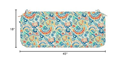 Magpie Fabrics Patio Bench Loveseat Cushion Covers (Replacement Cover only, No Insert!), Waterproof Fade Resistant Swing Cushion Slipcover with Ties(45x18x3 Inch, Paisley Multi) - color: A Paisley Multi, size: 45x18x3 Inch (1 Count)