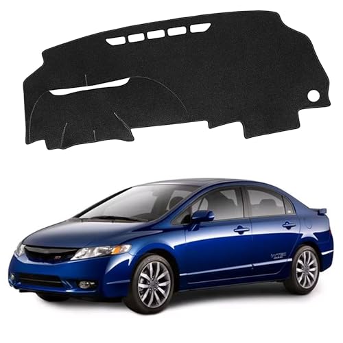 Upgraded Dash Mat for 2006-2011 Honda Civic Polyester Dash Board UV Protection Non-Slip Windshield Reflective Dash Cover Interior Accessory Black - color: 2006-2011 for Honda Civic