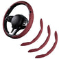 Car Steering Wheel Cover Leather Snap On 3Pcs Set Non-Slip Protector Wrap Steering Wheel Accessories 14.5-15 inch Universal Wine Red - color: Wine Red