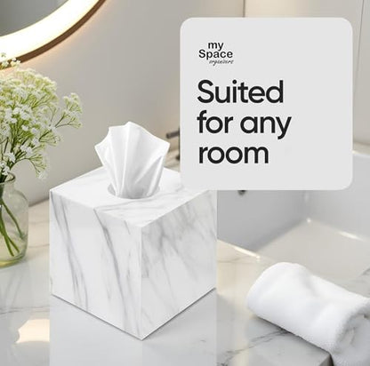 Tissue Box Cover Holder Square Marble Tissue Box Holder Bathroom Vanity Nightstand Bedroom Livingroom Decorative Decor Toilet Organizer Tissues (Marble, Square) - size: Square