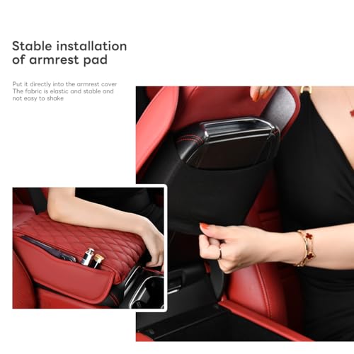 Car Armrest Pad, Universal Armrest Cushion Pad, Leather Armrest Box Pad - color: Simple style, Black