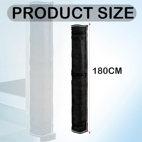 Quilted Door Jamb Protector Pad, with 3 Sewn-in Steel Spring Clips,Black (72" x 24")