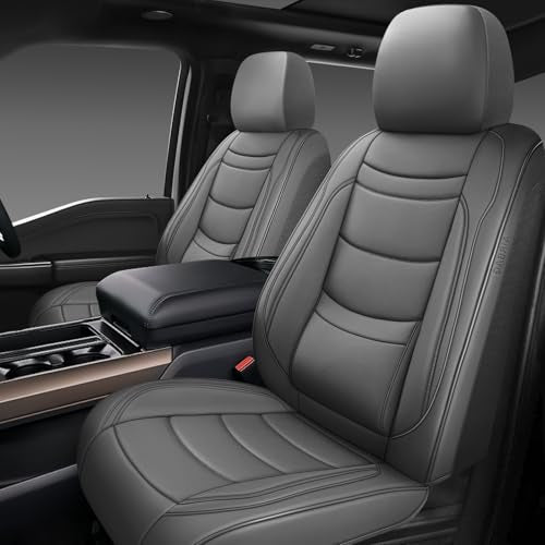 Leather Car Seat Covers Full Set,Universal Fit for Most Cars,SUVs and Sedans,Waterproof Luxury Leatherette Cushions, 5 Seats Protectors (Grey, Front Pair-2 Seats(Driver and Passenger)) - color: Grey, size: Front Pair-2 seats(driver and passenger)
