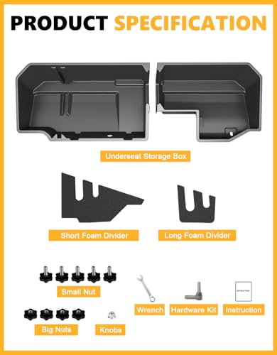 Tuyoung Under Seat Storage Boxes - Compatible with 2019-2026 Chevy Chevrolet Silverado 1500/GMC Sierra 1500, 2020-2026 Silverado/Sierra 2500HD/3500HD | Double & Crew Cab Rear Underseat Organizer Box - size: 2019-2026 Chevy Silverado/GMC Sierra 1500