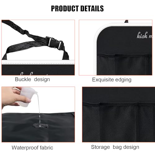 Car Kick Mats Backseat Organizer, 2PCS 2 in 1 Anti Kick Waterproof Back Seat Protector with 2 Storage Pockets, Large Capacity Auto Seat Accecories for Pets Kids, Universal Fit