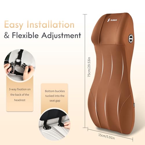 Car Seat Lumbar Support with Headrest Pillow Memory Foam Car Lumbar Pillow Back Support Cushion 2-in-1 Ergonomic Back Rest Pillow & Car Neck Pillow for Driving Tailbone Pain Relief, Brown - color: Brown, size: 2-in-1 Lumbar&headrest Pillow