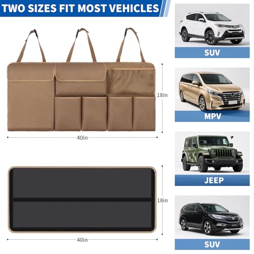Car Trunk Organizer Backseat Hanging Organizer with Storage Pockets for Subaru Crosstrek, Forester, Outback, Ascent 2000-2024 2025 Car Accessories - color: Brown, size: 40" x 18"