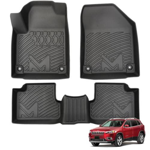TPE Automotive Floor Mats Custom for 2016-2023 Jeep Cherokee (Not for Grand Cherokee), All Weather Cover Protection Waterproof Black Floor Liner Front & Rear Row Full Set Car Mats, 3PCS - size: 3PCS (2Row), style: For 2016-2023 | Jeep Cherokee(Not for Gra