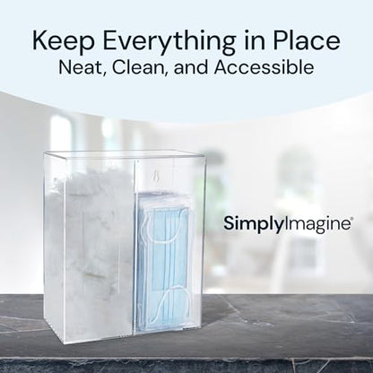 Dual Hygiene Dispenser Station - Clear Acrylic - Glove Dispenser with Dust-Free Lid - Wall-Mount & Tabletop Glove Holder - Sanitation Station & Mask Container & Hairnet Holder - size: Double