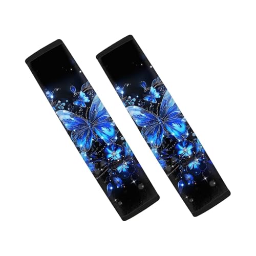 Dreaweet Blue Butterfly Seat Belt Cover Pad Cute Car Accessories for Women Girly,Soft Seatbelt Covers 2 Pcs Car Seat Belt Covers Shoulder Strap Pad - color: Blue Butterfly
