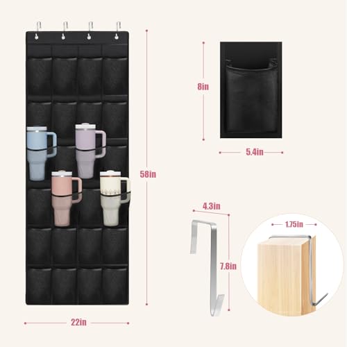 Stanley Cup Organizer - 24 Pocket Large Capacity Holder, Portable Foldable Hanging Bag for Cabinet, Wall, Door, RV - Kitchen Storage Accessories