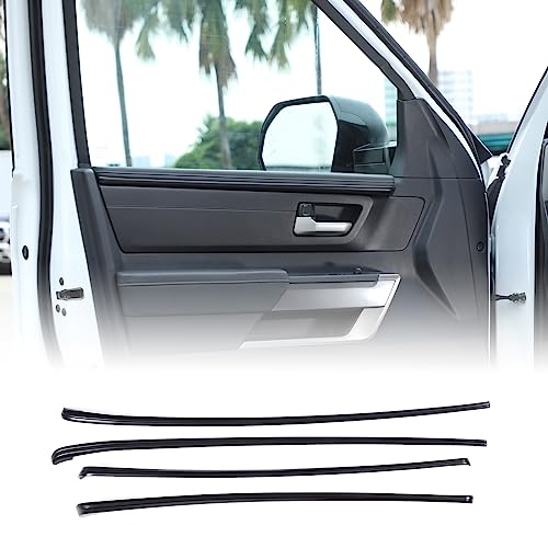 Aunginsy Car Inner Door Panel Strips Trim Compatible with Toyota Tundra Crew Max 2022-2026, Pickup Truck Front Rear Door Armrest Panel Molding Decorative Cover Protector ABS Interior Accessories - color: Matte Black