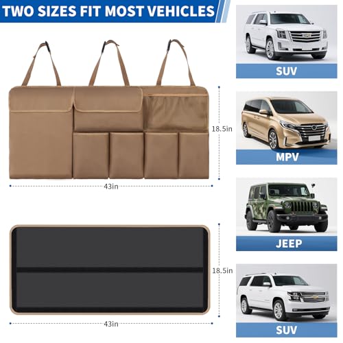 Car Trunk Organizer Backseat Hanging Organizer with Storage Pockets for Subaru Crosstrek, Forester, Outback, Ascent 2000-2024 2025 Car Accessories - color: Brown, size: 43" x 18.5"