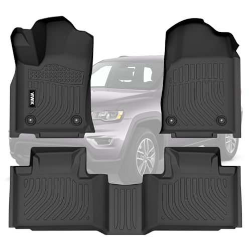 VIWIK Floor Mats for Jeep Grand Cherokee 2021-2016, Anti Slip 3D Floor Liners, TPE Waterproof Car Mats, Custom Fit All Weather Protection for Grand Cherokee SUV Accessories, Front & Rear - size: Fit for 2016-2021 Jeep Grand Cherokee