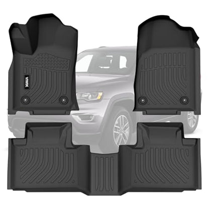 VIWIK Floor Mats for Jeep Grand Cherokee 2021-2016, Anti Slip 3D Floor Liners, TPE Waterproof Car Mats, Custom Fit All Weather Protection for Grand Cherokee SUV Accessories, Front & Rear - size: Fit for 2016-2021 Jeep Grand Cherokee