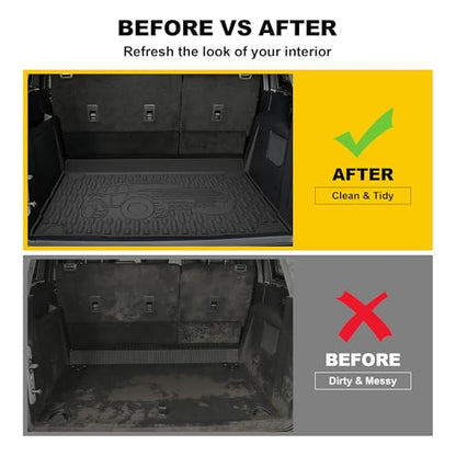 TTX LIGHTING Bronco 4-Door Cargo Liner - Custom Fit Trunk Mats for Ford Bronco 2021-2026 4 Door Cargo Mat All Weather Cargo Tray Black
