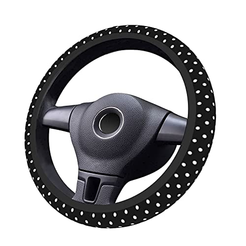 Black and White Polka Dot Steering Wheel Covers Non Slip Neoprene Steering Wheel Protector Universal 15 inch for Women Men - color: Black19