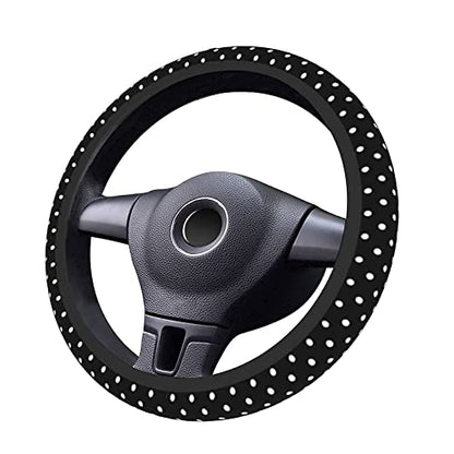 Black and White Polka Dot Steering Wheel Covers Non Slip Neoprene Steering Wheel Protector Universal 15 inch for Women Men - color: Black19