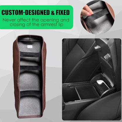 Center Console Cover for Toyota Avalon 2013-2018, Premium PU Leather Middle Console Cover Scratch-Resistant & Stylish Upgrade for Toyota Avalon Interior Accessories - size: 3) 13-18 |Avalon| Brown,Thin Size