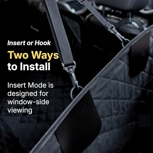 Dog Car Seat Cover for Back Seat with Door Protection, Waterproof Dog Seat Hammock, Soft-Padded Pet Car Seat Cover for SUVs & Sedans (Black)