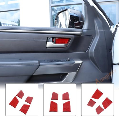 Aunginsy Car Door Handle Cup Sticker Fit Toyot@a Tundra/Sequoia 2022-2023 Non-Marking Bowl Protector Real Carbon Fiber 3D Scratches Protective Films Accessories - size: Inner Door Handle Bowl Sticker