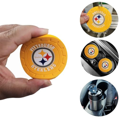 2Pcs Car Cup of Team Coasters,2.75 inches Interior Accessories Silicone Anti Slip Mat Drink Coaster for Car Truck SUV. (GR)