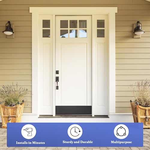 1 Pcs Door Kick Plates - 10 x 34 Inches Kick Plates for Exterior Interior Doors Protection Decor, 1.5mm (1/16 Inch) Thickness Rectangular Aluminum Door Push Plate (Black) - color: Black, size: 10 x 34 Inch