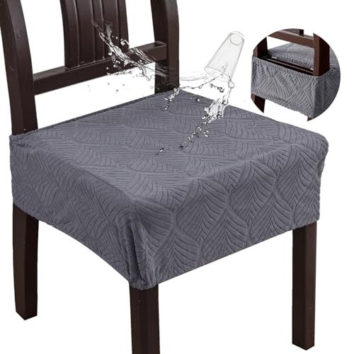 Waterproof Stretch Seat Covers,Dining Room Chair for 6 Set Removable Washable Chair Slipcover Protectors,No Rear Covers,Dark Grey - color: Dark Grey, size: 6PCS-Rear-gapped