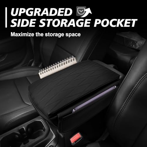 Center Console Armrest Cover Fit for Jeep Wrangler JL 2018-2026 & Gladiator JT 2020-2026 Accessories, Comfort Armrest Pad Console Lid Cushion Vegan Leather 1-Inch Extra Thick - size: 15) 18-25/20+|Wrangler JL/Gladiator|Black,+Thick