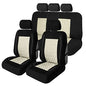 Universal Fit Diamond Stitched Flat Cloth Car Seat Covers Full Set - Beige - color: Beige