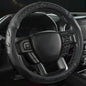 Black Seal Custom-Fit Steering Wheel Cover for Ford F-150, F-250, F-350, Expedition, 15.5–16", Anti-Slip PU Leather (Black) - color: Black