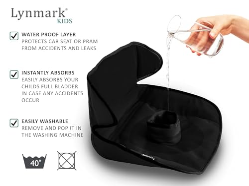 Lynmark® Potty Training Car Seat Protector Cover - Waterproof Soft Piddle Pads for Toddlers and Baby Carseat - Travel-Friendly Universal Washable Liner Mat for Spills, Nappy Leaks, Accidents - Black - color: Black
