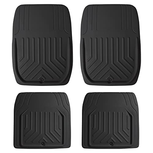 FH Group Faux Leather Deep Dish Car Floor Mats – Trim-to-Fit, Universal Fit Full Set Automotive Floor Mats for Cars, SUVs & Trucks, Durable All-Weather Interior Protection, Black - color: BLACK