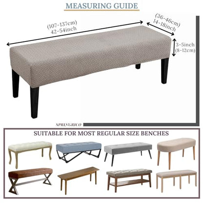 SPRINGRICO Stretch Dining Bench Cover, Removable Bench Slipcover Washable Bench Seat Protector Rectangle Bench Cover for Dining Room, Living Room, Bedroom, Kitchen (S3-Taupe) - color: S3-taupe