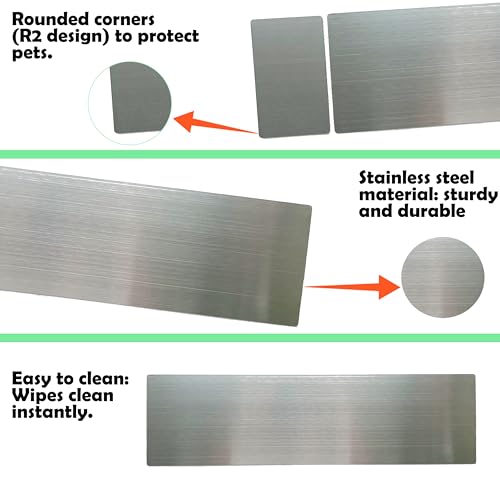 Dog Door Protector Scratch Guard - Heavy Duty Brushed Silver Stainless Steel Dog Scratch Door Protector, Stick Pet Scratch Plate, 2 Sizes–2 Packs Total, no-Residue pet Door Scratch Protector
