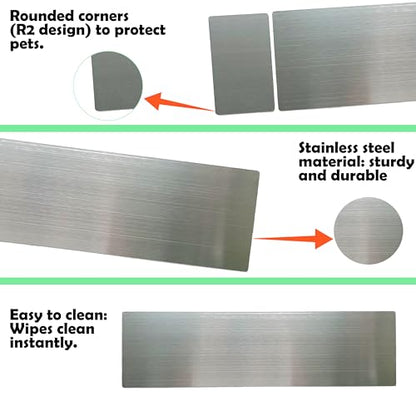 Dog Door Protector Scratch Guard - Heavy Duty Brushed Silver Stainless Steel Dog Scratch Door Protector, Stick Pet Scratch Plate, 2 Sizes–2 Packs Total, no-Residue pet Door Scratch Protector