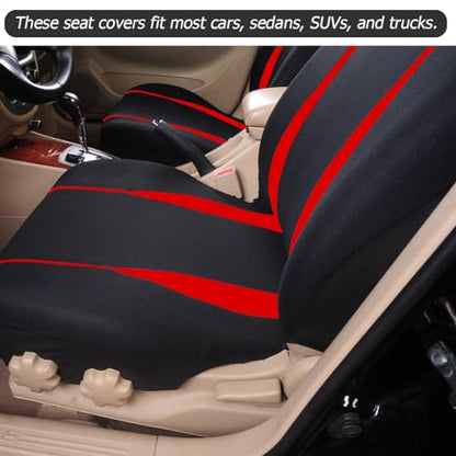 BESULEN Car Seat Covers, Waterproof Durable Automotive Seat Cover for Women Men, 5 Seats Full Set Front and Back Rear Seat Protector with Backrest, Universal for SUV, Truck, RV and More（Red）