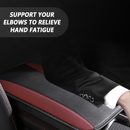 IHOTDER Stylish Car Center Console Cover,PU Leather Car Armrest Cover Prevent Scratches on Center Console,Universal Car Armrest Cushion Car Accessories Interior for Car SUV Truck (Burgundy) - color: Burgundy