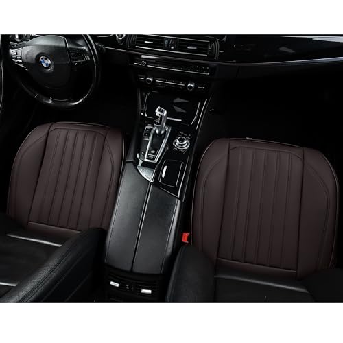 BWTJF Front Car Seat Bottom Covers Brown, Universal Leather Front Seat Covers Bottom Protector 2 Pack, Anti-Slip and Full Wrapping Edge Compatible with Most of Vehicles - SUVs/Sedans/Pickup Trucks - color: Brown, size: StyleA-Stripes
