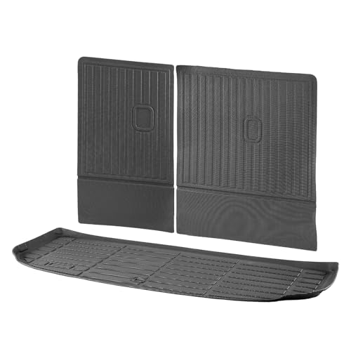VEVOR Cargo Mats Compatible with Hyundai Palisade 2020-2024, Custom Fit TPE Cargo Liner Set for SUVs, Trunk and Rear Back Seat Protector Replacement, Black, Trunk Mat and Backrest Mats - style: Hyundai Palisade 2020-2024