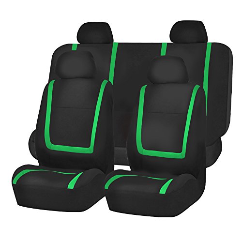 FH Group Car Seat Covers Full Set Cloth - Universal Fit Automotive Seat Covers, Low Back Front Seat Covers, Solid Back Seat Cover, Washable Car Seat Cover for SUV, Sedan and Van Green - color: Green, size: Full Set