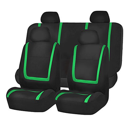 FH Group Car Seat Covers Full Set Cloth - Universal Fit Automotive Seat Covers, Low Back Front Seat Covers, Solid Back Seat Cover, Washable Car Seat Cover for SUV, Sedan and Van Green - color: Green, size: Full Set