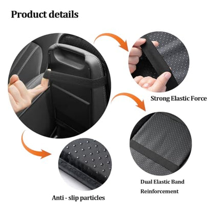Car Center Console Cover, Soft Leather Sporty Armrest Protector Cushion with 2 Storage Pockets, Comfortable Auto Interior Middle Console Arm Rest Box Pad, Universal for Vehicles (Red)