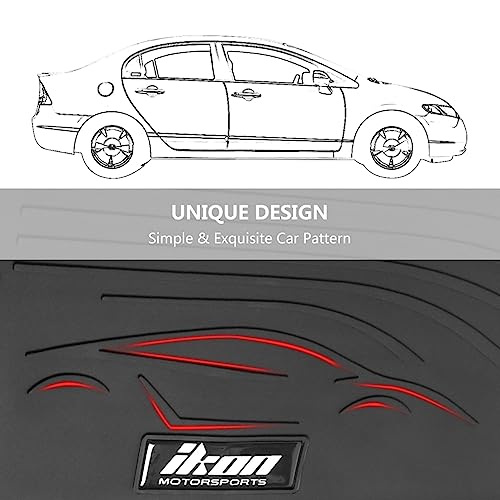 IKON MOTORSPORTS, Floor Mats Compatible with 2006-2011 Honda Civic Coupe & Sedan, Latex All Weather Easy Clean Interior Car Carpets Black Full Set 3 Pieces
