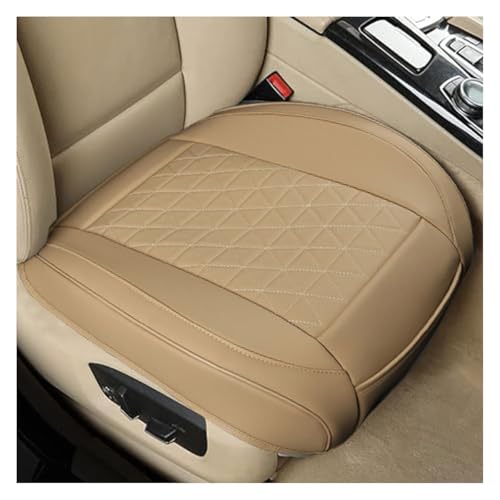 Leather Car Seat Cover, Auto Front Bottom Seat Cover Luxury Car Seat Protector Anti-Slip Waterproof Cushion Cover with Storage Pocket, for Most Cars, Trucks, SUVs (Beige) - color: Beige