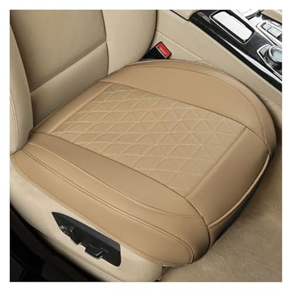 Leather Car Seat Cover, Auto Front Bottom Seat Cover Luxury Car Seat Protector Anti-Slip Waterproof Cushion Cover with Storage Pocket, for Most Cars, Trucks, SUVs (Beige) - color: Beige
