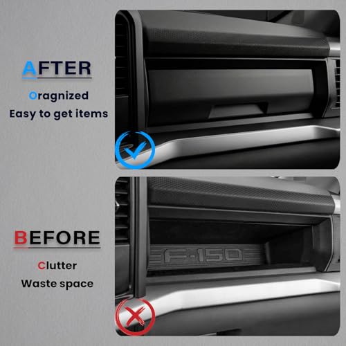 Glove Box Organizer Compatible with 2022-2026 Ford F150 STX XL/2023-2025 Lightning Pro/2025 Lightning XLT Passenger Side Glove Box Insert Storage Tray Interior Accessories