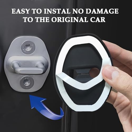 4PCS Door Latch Lock Cover,Silicone Door Latch Guard Car Decorations&Protects Door Latches,Universal Self-Adhesive Door Lock Latch Protector Car Accessories for Most Vehicles (Black) - color: Black